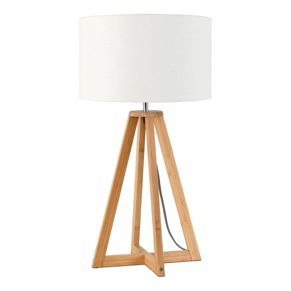Good&Mojo Stolová lampa s bielym tienidlom a konštrukciou z bambusu Good&Mojo Everest