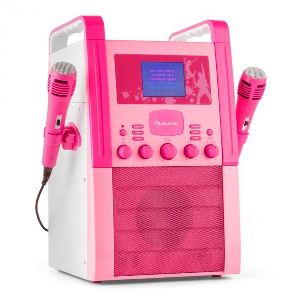 Auna Auna KA8P-V2 PK, ružová, karaoke systém s CD prehrávačom, AUX, 2 mikrofóny